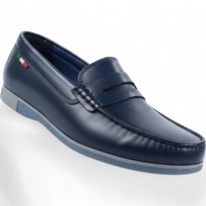 Mocassin en cuir/bleu foncé